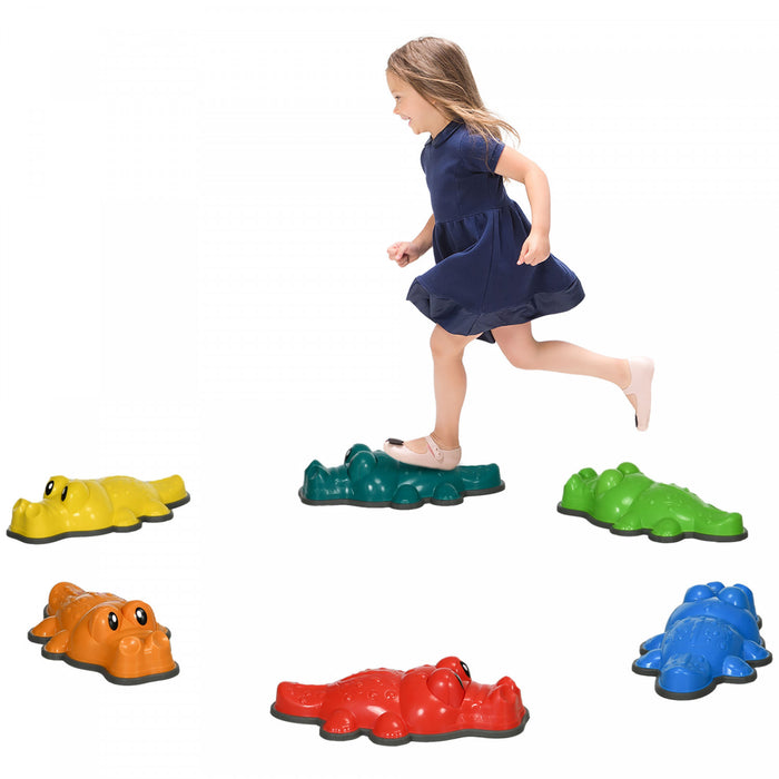 Outsunny Stepping Stones Kids, 6pcs Anti-slip Edge Balance Stepping Stones Obstacle Course Coordination Game, Indoor Outdoor Play Equipment Toys For 3-8 Years Old, Stackable