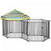 Pawhut 83\" X 48\" Heavy-duty Metal Dog Playpen, Outdoor Pet Cage Kennel, Puppy Exercise Fence Barrier With Weather-resistant Polyester Roof, Locking Door, & Metal Frame