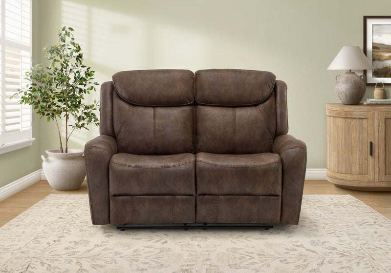Large 2-Seater Power Reclining Love Seat, 60\" Wide, Usb Port Included, Brown Leather-Look Recliner