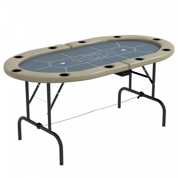 Soozier 70\" Foldable Poker Table, 8 Player Blackjack Game Table, Blue