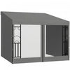 Outsunny 10' x 10' Wall Mounted Pergola Gazebo with Curtains and Nettings