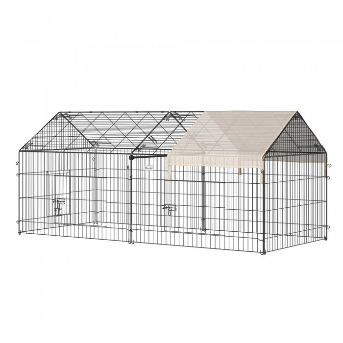 PawHut Outdoor Metal Kennel Enclosure for Small Animals, Beige
