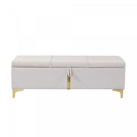Tony Soft Velvet Upholstered Storage Ottoman Bench With Metal Legs,beige 