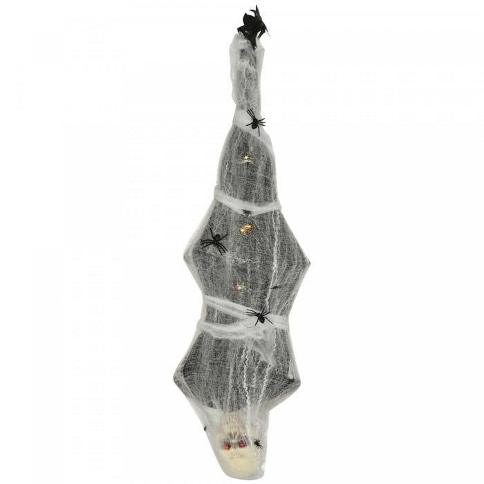 Homcom 55.9\" Animated Halloween Decoration Hanging Mummy With Spider Web
