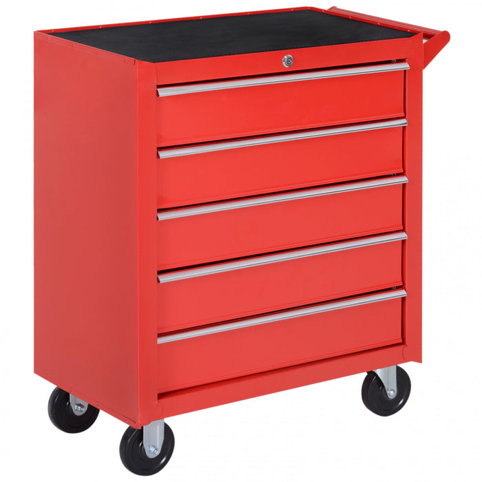 Homcom 5 Drawer Lockable Steel Tool Chest With Handle