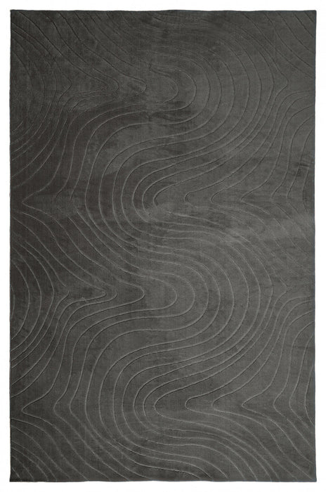 Somos Contemporary Charcoal Washable Rug 6'7\" x 9'0\" Indoor Area Rug