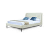 Heather Mid-Century Modern Velvet Upholstered Queen Bed in Cream and Black