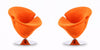 Tulip Modern Velvet Swivel Lounge Chair in Orange - Set of 2