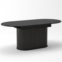 Noah Extendable Oval Dining Table with Striped Legs,Black 