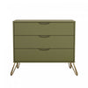 Rockefeller Mid-Century Modern 35\" Dresser in Olive Green (3-Drawer)