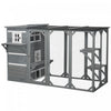 Pawhut Wooden Cat Catio, 76\"l Walk In Outdoor Cat House With Asphalt Roof, Platforms, Lockable Doors, 3-tier Resting Condo, Observation Window, For 2-3 Cats, Light Grey