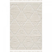 Quinto Lattice Large Cream Shag Area Rug - 7'7