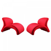 Rosebud Modern Wool Blend Accent Chair in Red - Set of 2 