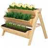 Outsunny 47'' 3-tiers Raised Garden Bed Raised Planter Boxes Wooden Plant Stand With Side Hooks & Storage Clapboard, Great For Flowers Herbs Vegetables