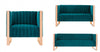 Trillium Mid-Century Modern 3-Piece Sofa Set in Teal