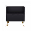 Avira Mid-Century Modern 20" Nightstand in Black (1-Drawer) | Table de nuit Avira style milieu du siecle moderne 20" en noir (1 tiroir)