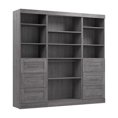 Bestar Pur 86 W Closet Organization System with Drawers - Bark Grey|Système d’organisation de garde-robe Pur de Bestar de 86 po (L) avec tiroirs - gris écorce