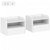 HOMCOM Set of 2 Floating Nightstand w/ Charging Station Bedside Table White