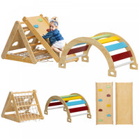 Qaba Pikler Triangle Set, 7 In 1 Climbing Toys For Toddlers Indoor, Montessori Climbing Set, Wooden