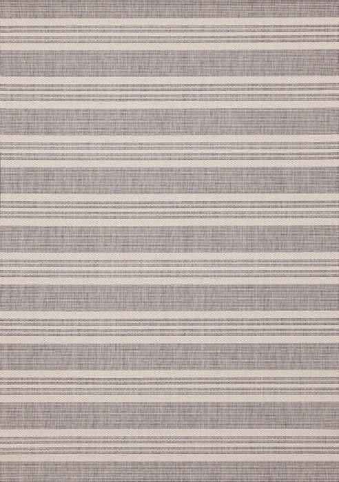 Jackson Cream Taupe Banded Stripes Rug, 6'7\" x 9'6\" Outdoor Area Rug