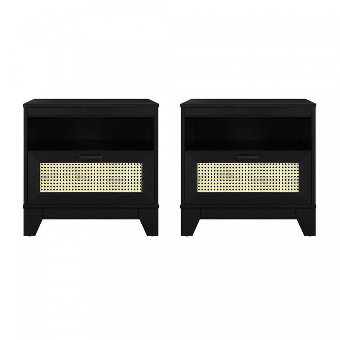 Sheridan Mid-Century Modern 22\" Nightstand in Black (1-Drawer) - Set of 2