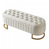Amelia Elegant Velvet Button-Tufted Storage Bench with Metal Legs,Beige