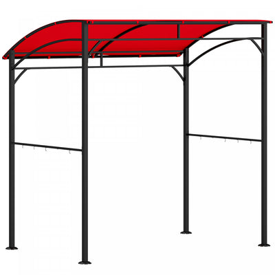 Outsunny 7' X 5' Bbq Grill Gazebo Tent With Steel Frame Hooks Wine Red