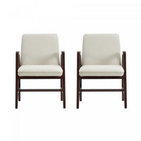 Stella Modern Velvet Wood Armchair in Cream - Set of 2