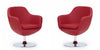 Caisson Modern Upholstered Swivel Lounge Chair in Red - Set of 2