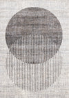 Solace Soft Low-Pile Grey White Merging Circles Area Rug - 5'3\" x 7'7\"