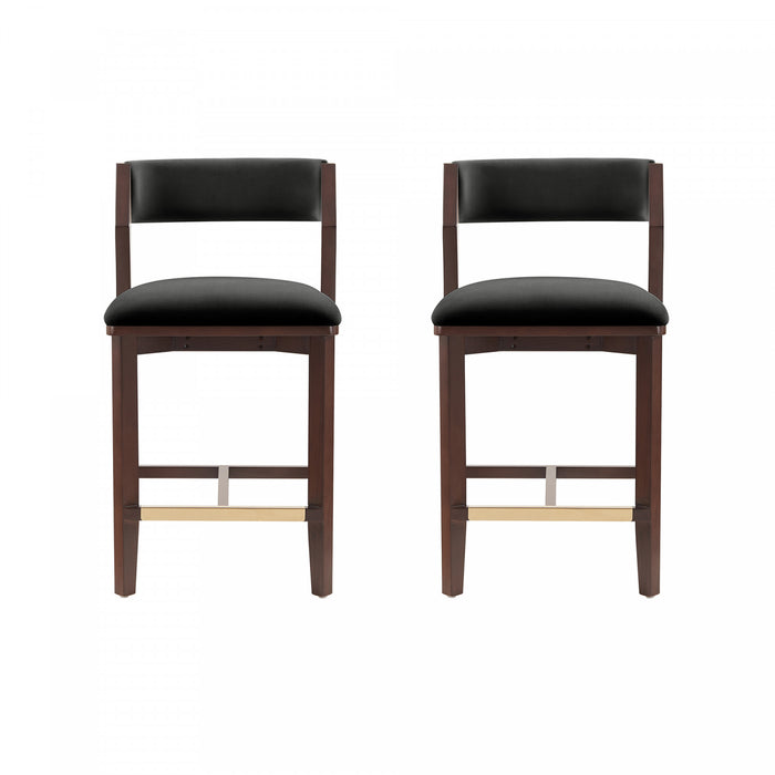 Patricia Modern Wood Upholstered Counter Stool in Black - Set of 2