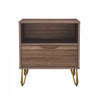 Avira Mid-Century Modern 20\" Nightstand in Brown (1-Drawer)