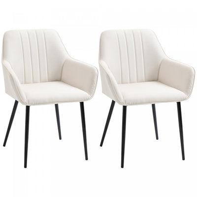 HOMCOM Dining Chairs Set of 2, Upholstered Accent Chairs with Metal Legs