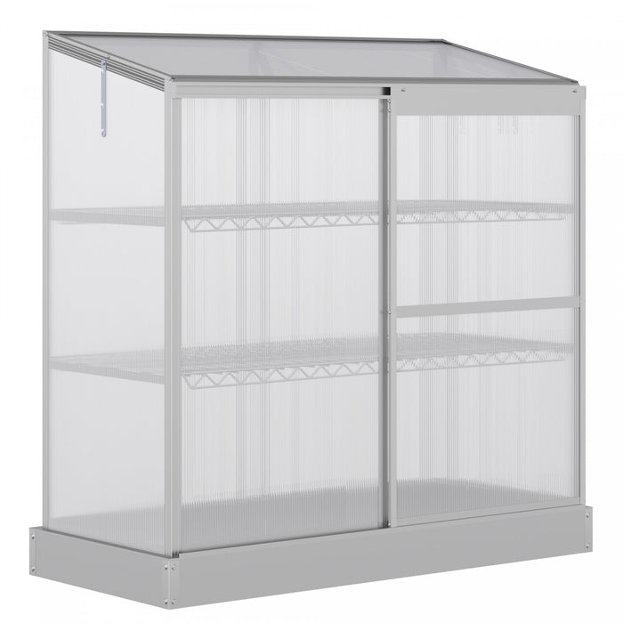Outsunny 2 Tier Aluminum Cold Frame Greenhouse With Openable Top