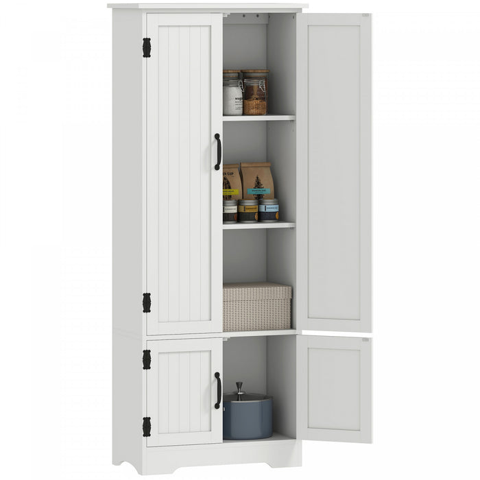 HOMCOM 60\" Kitchen Pantry, Kitchen Storage Cabinet with Shelves, White