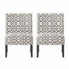 Oliver Linen-look Fabric Accent Chair Set Of 2 With Rubberwood Legs,Grey and Ivory