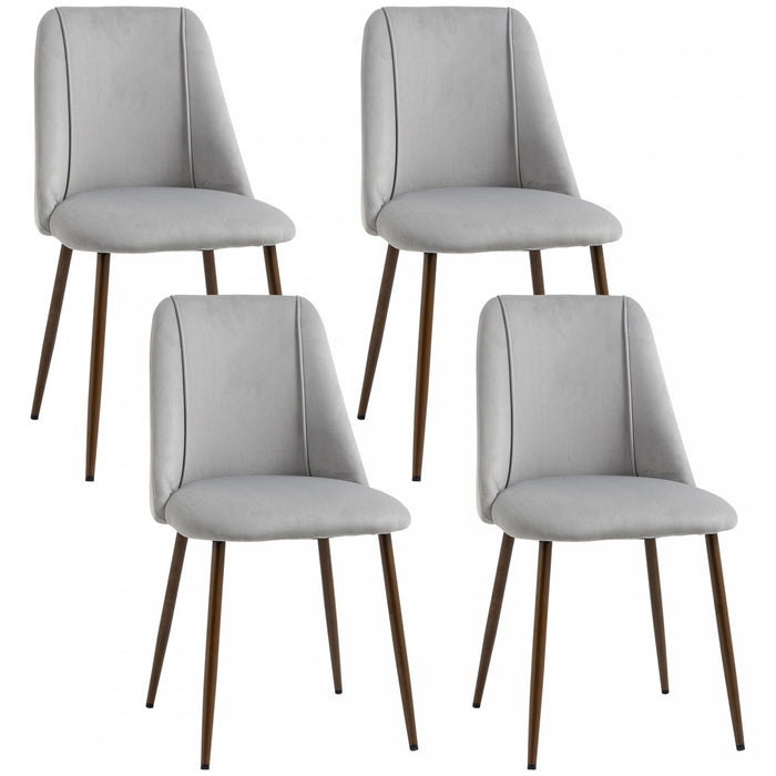HOMCOM Dining Chairs Set of 4, Velvet Accent Chair, Grey