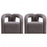 Darian Modern Boucle Lounge Chair in Gray - Set of 2 