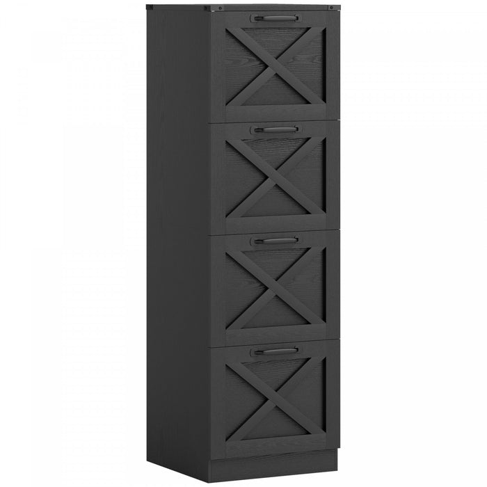 HOMCOM 4 Drawer File Cabinet, Filing Cabinet Fits Letter/A4 Size, Black