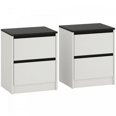 HOMCOM Nightstands Set of 2, Modern Bedside Tables with 2 Drawers, White