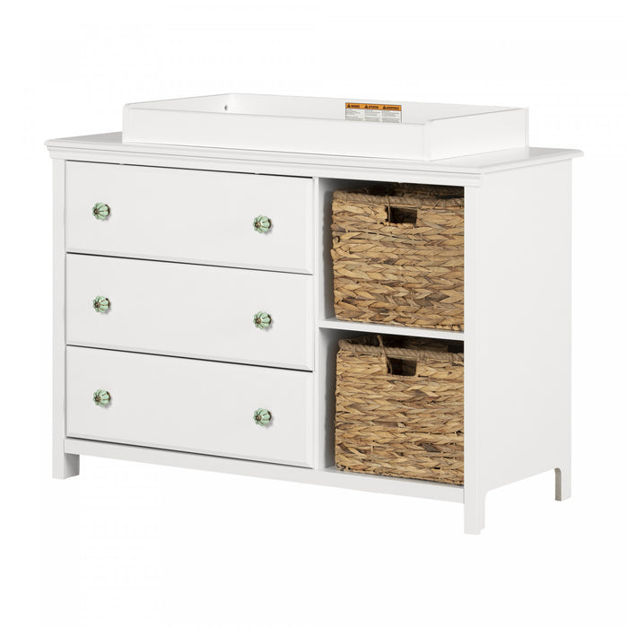 Balka Changing table with removable rim, drawers, and open storage Pure White - South Shore Changing Table