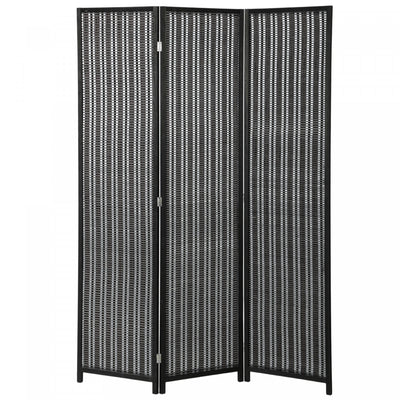 HOMCOM 3 Panel Room Divider with Handwoven Bamboo, Folding Privacy Screen