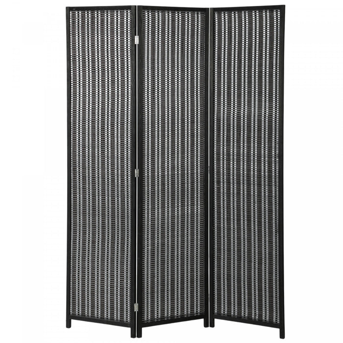 HOMCOM 3 Panel Room Divider with Handwoven Bamboo, Folding Privacy Screen