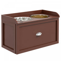 Pawhut Elevated Dog Bowls For Large Dogs, Raised Pet Feeding Station With 2 Stainless Steel Bowls, H