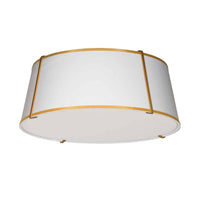 Dainolite Trapezoid 4 Light Flush Mount Tapered Drum Shaped Gold/White Shade White Fabric Diffuser Lamp