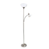 Ardelo Floor Lamp w/ Gooseneck Reading Light, Brushed Nickel, 71.5\"H