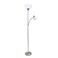 Ardelo Floor Lamp w/ Gooseneck Reading Light, Brushed Nickel, 71.5