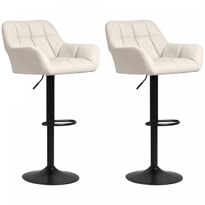 HOMCOM Adjustable Bar Stools Set of 2, Swivel Tufted Fabric Barstools