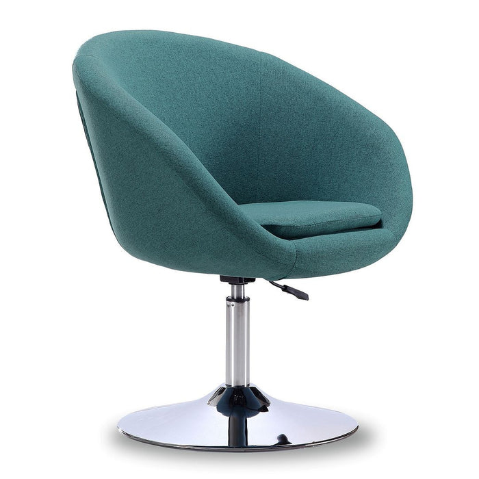 Manhattan Comfort Hopper Polished Chrome Twill Adjustable Height Accent Chair - Sky Blue
