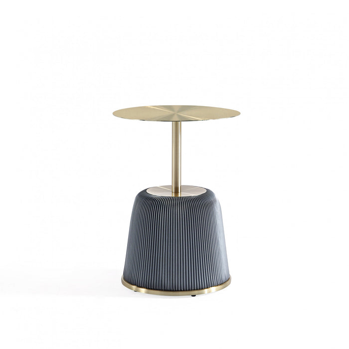 Anderson Modern Metal Top Upholstered End Table in Gray